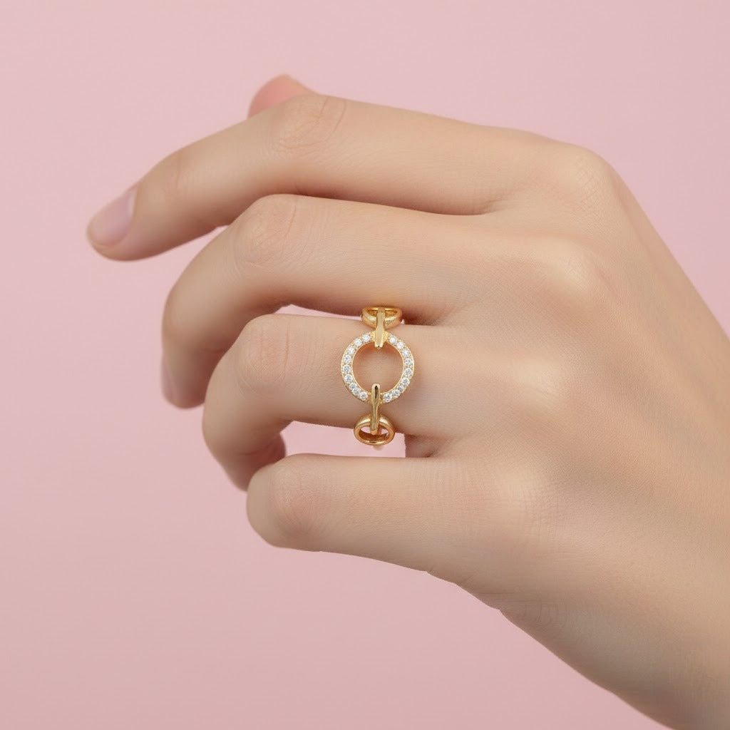 Interlinked Halo Diamond Open Gold Ring