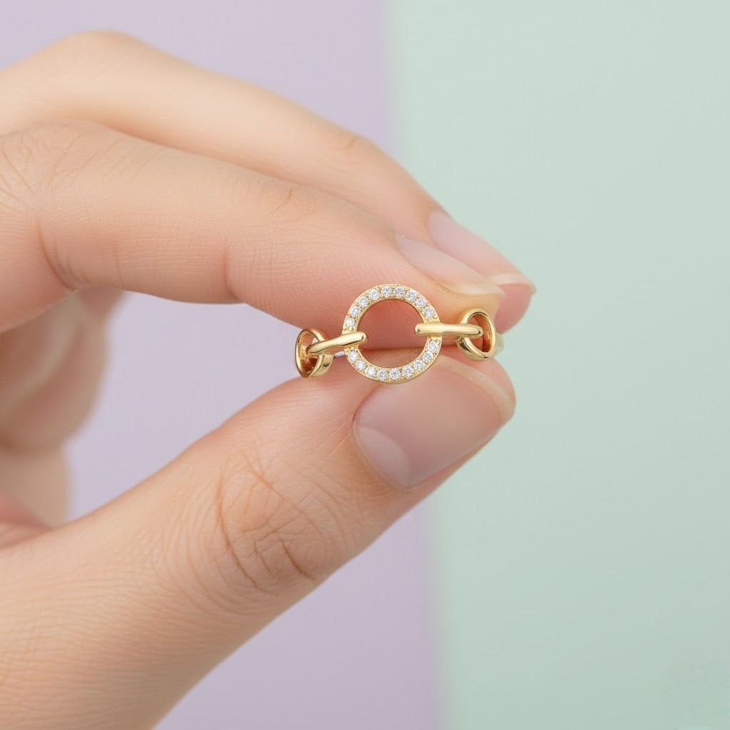 Interlinked Halo Diamond Open Gold Ring