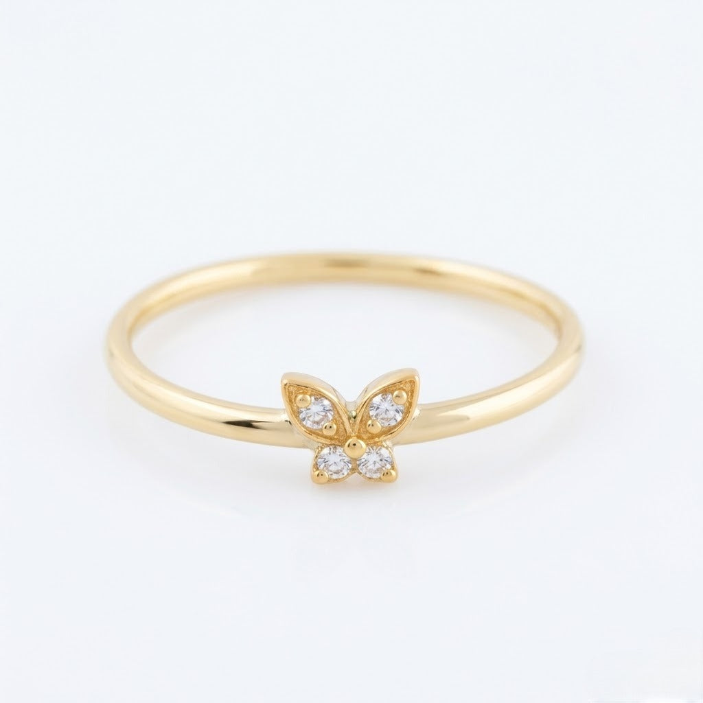 Petite Butterfly Diamond Gold Ring
