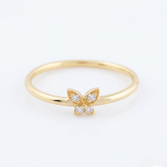 Petite Butterfly Diamond Gold Ring