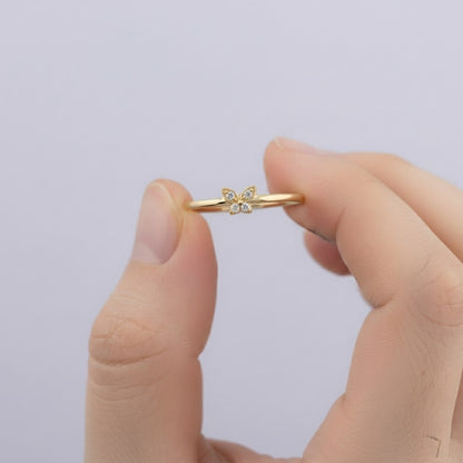 Petite Butterfly Diamond Gold Ring