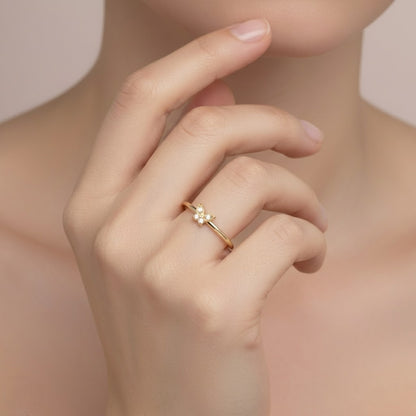 Petite Butterfly Diamond Gold Ring