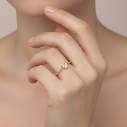 Petite Butterfly Diamond Gold Ring