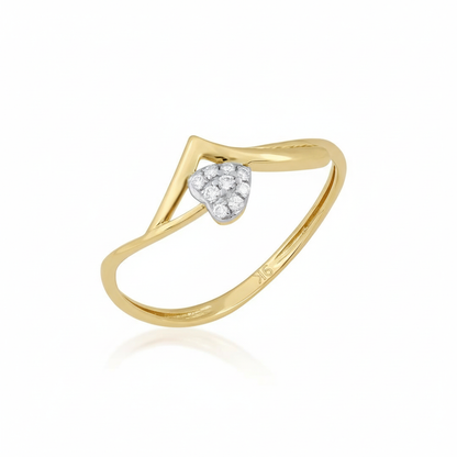 Twin Wave Heart Diamond Gold Ring