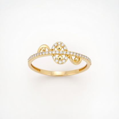 Infinity Twist Sparkle Design Diamond Gold Ring