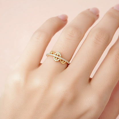 Infinity Twist Sparkle Design Diamond Gold Ring