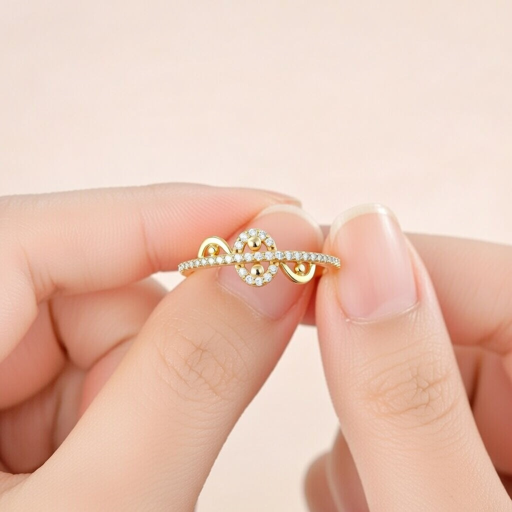 Infinity Twist Sparkle Design Diamond Gold Ring
