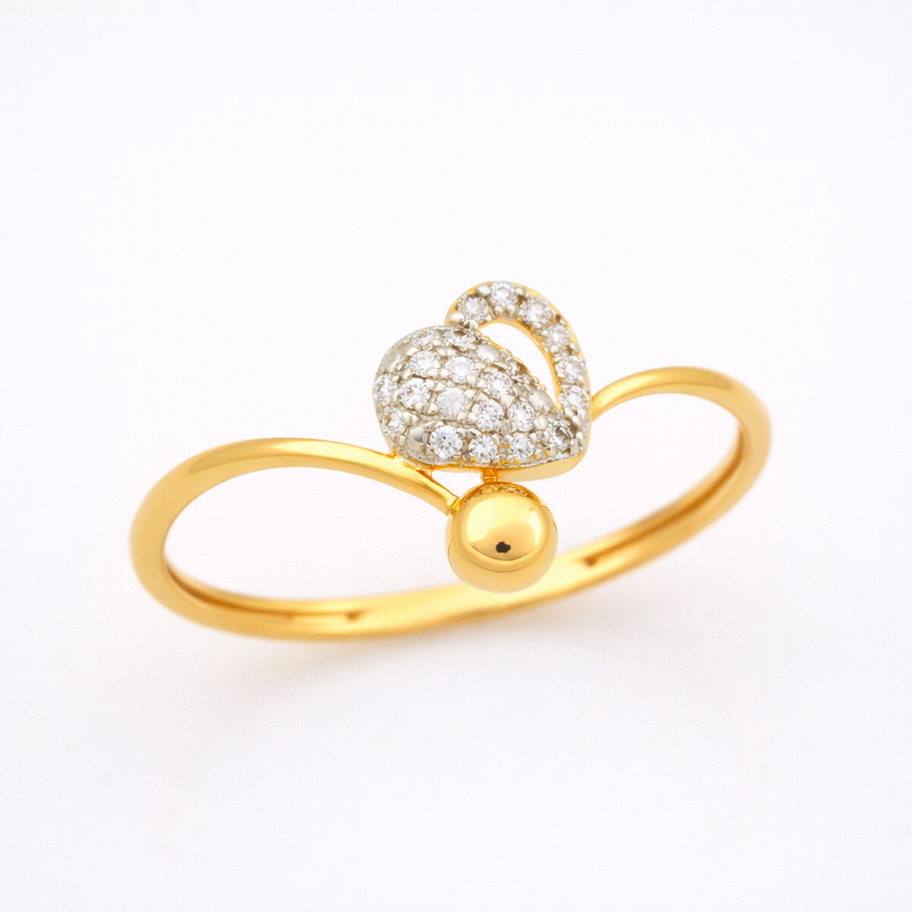 Floral Charm Design Diamond Gold Ring