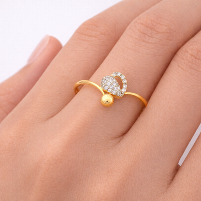 Floral Charm Design Diamond Gold Ring