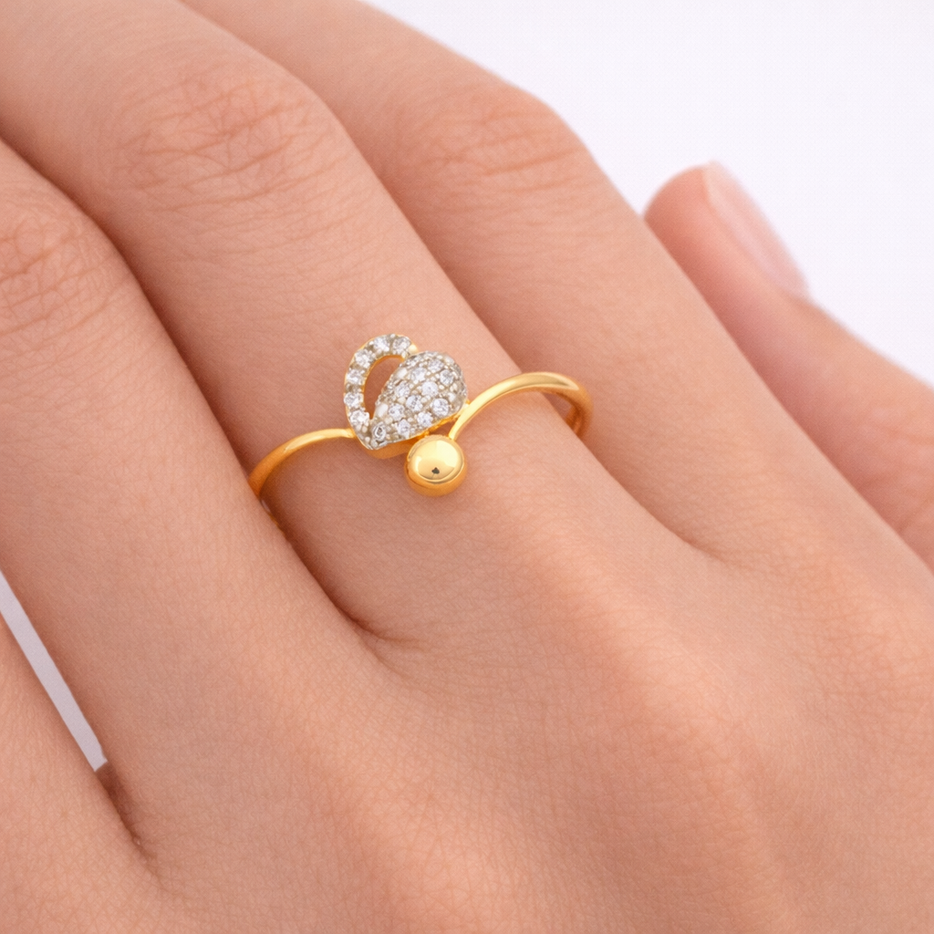 Floral Charm Design Diamond Gold Ring
