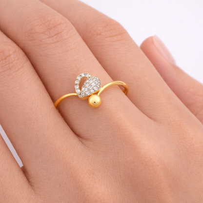 Floral Charm Design Diamond Gold Ring