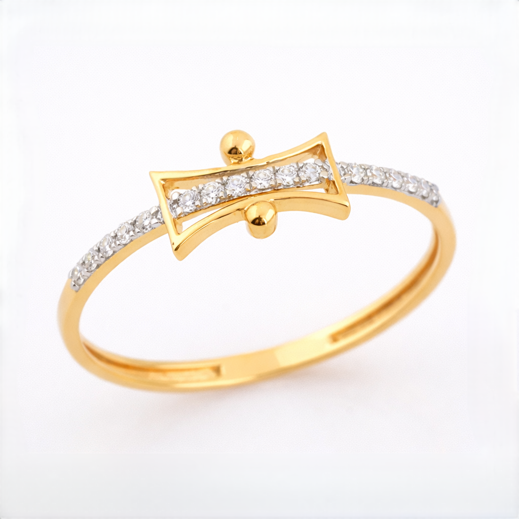 Hourglass Bar Diamond Gold Ring