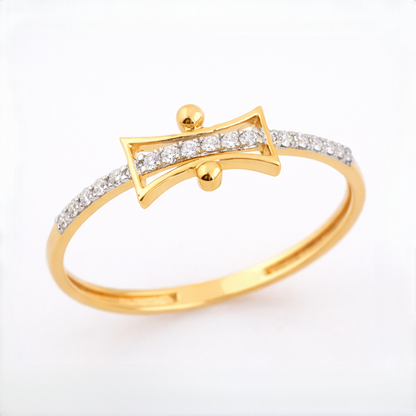 Hourglass Bar Diamond Gold Ring