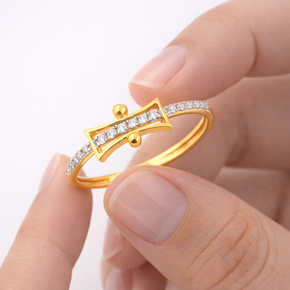 Hourglass Bar Diamond Gold Ring