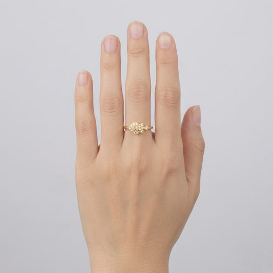 Triple Heart Sparkle Diamond Gold Ring