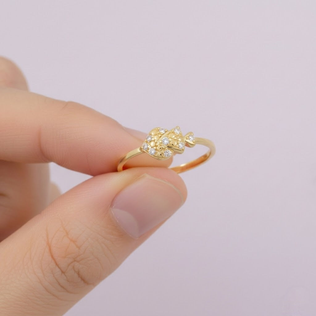 Triple Heart Sparkle Diamond Gold Ring