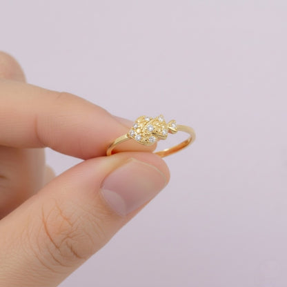 Triple Heart Sparkle Diamond Gold Ring