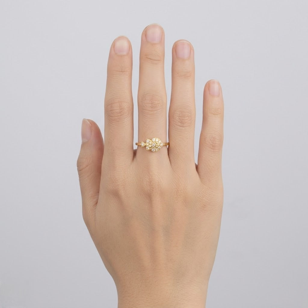 Triple Heart Sparkle Diamond Gold Ring