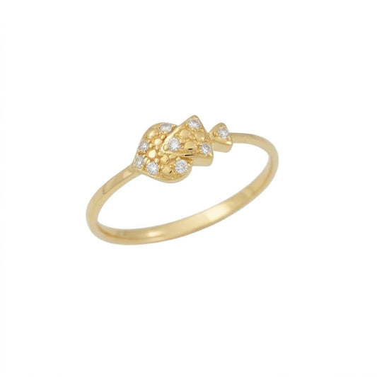 Triple Heart Sparkle Diamond Gold Ring
