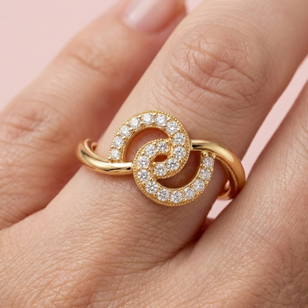 Linked Circle Sparkle Ring