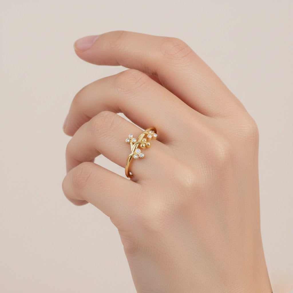 Floral Cluster Diamond Gold Ring