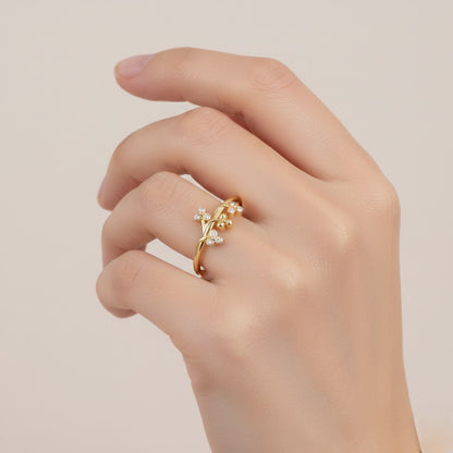 Floral Cluster Diamond Gold Ring