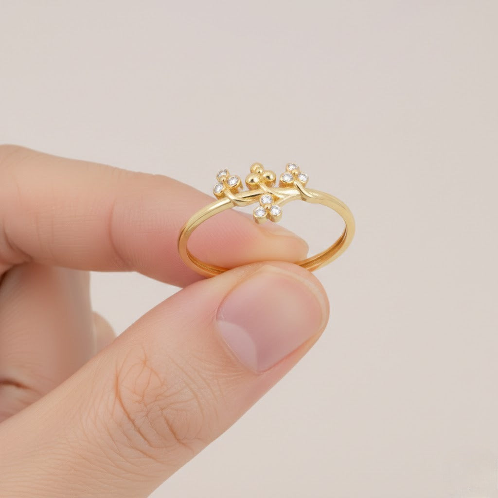 Floral Cluster Diamond Gold Ring