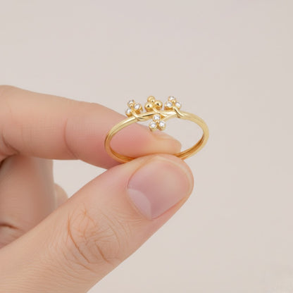 Floral Cluster Diamond Gold Ring