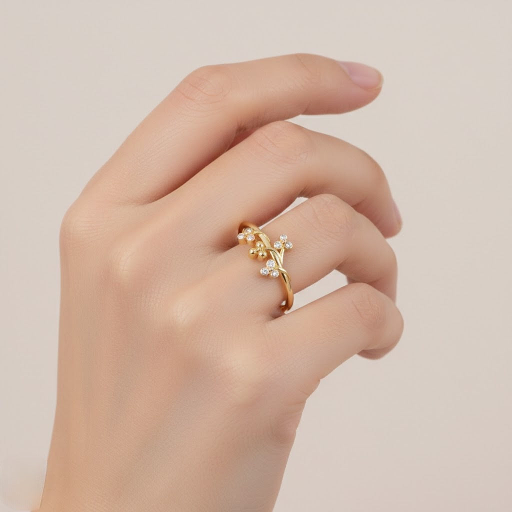 Floral Cluster Diamond Gold Ring