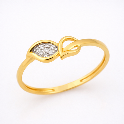 Soft Bloom Leaves Diamond Gold Ring