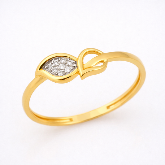 Soft Bloom Leaves Diamond Gold Ring