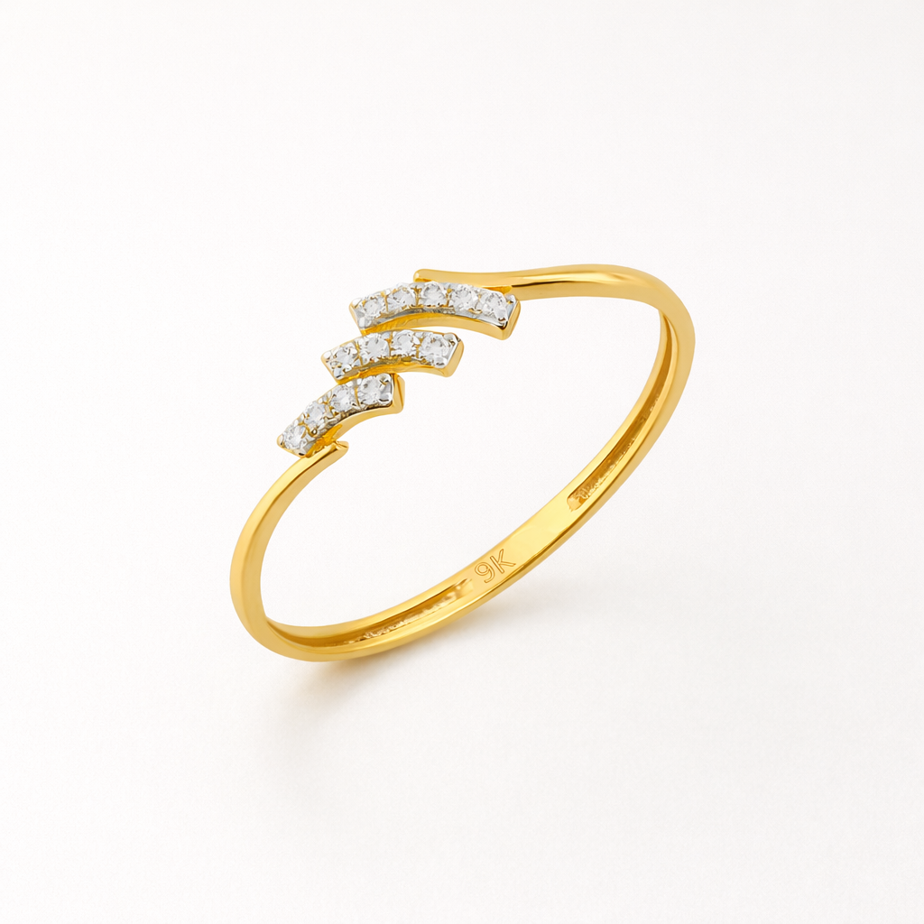 Flowing Zigzag Diamond Gold Ring