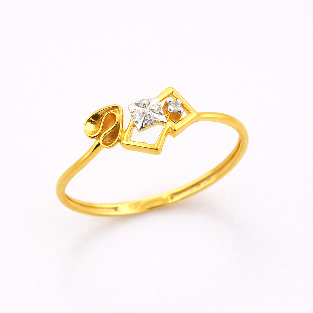 Geometric Bloom Knot Diamond Gold Ring