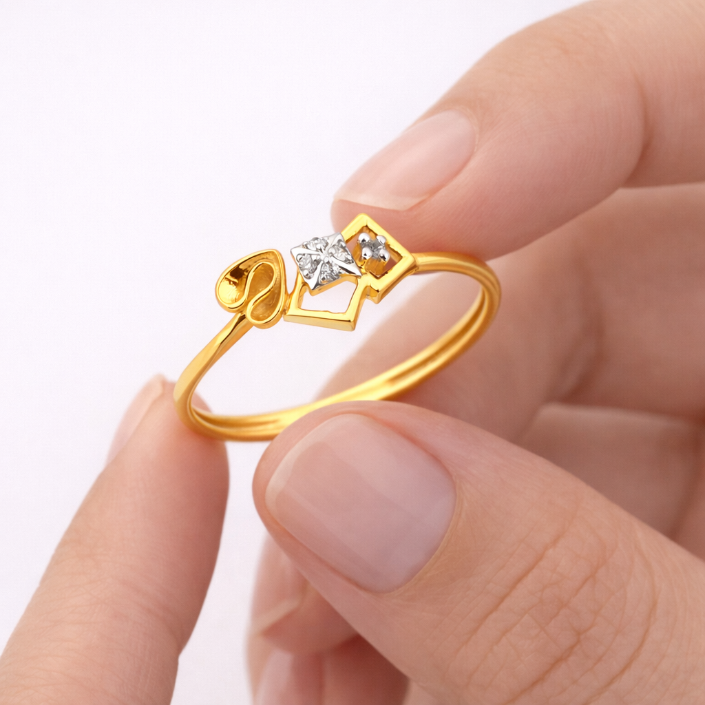 Geometric Bloom Knot Diamond Gold Ring