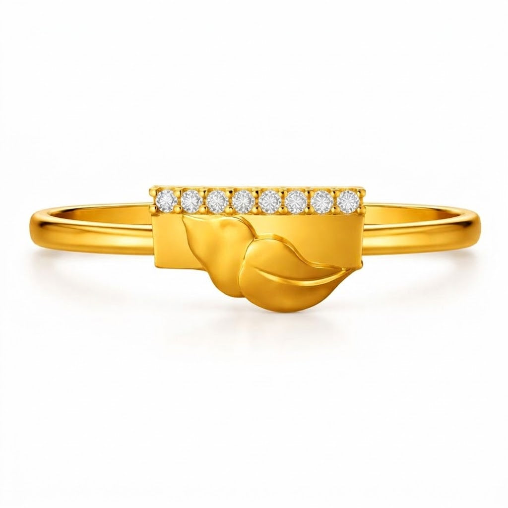 Folded Ribbon Diamond Gold Ring