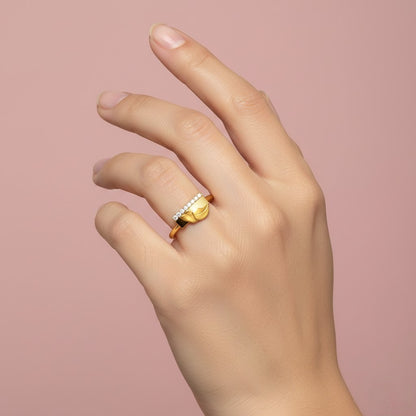 Folded Ribbon Diamond Gold Ring