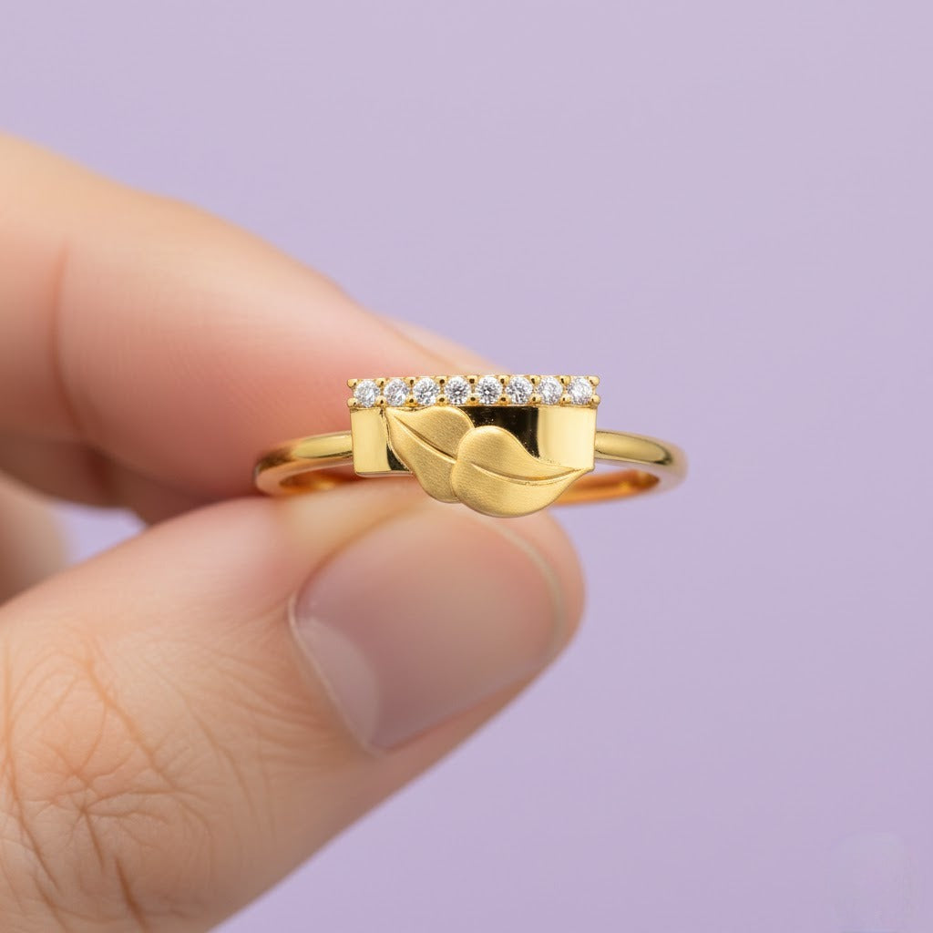 Folded Ribbon Diamond Gold Ring
