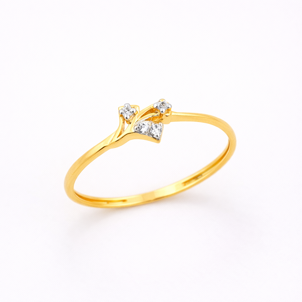 Crossed Spark Accent Diamond Gold Ring