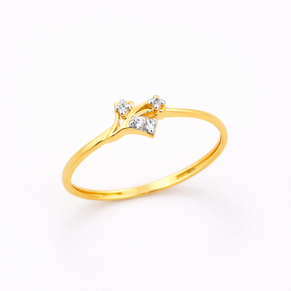 Crossed Spark Accent Diamond Gold Ring