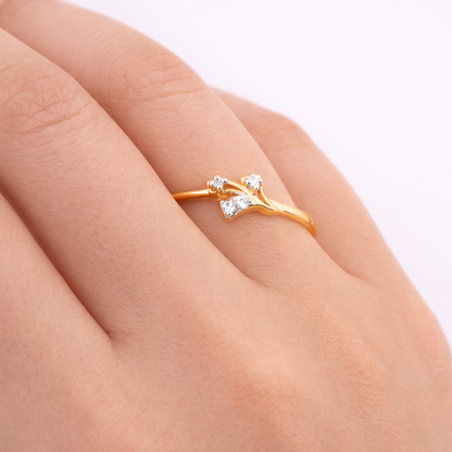 Crossed Spark Accent Diamond Gold Ring