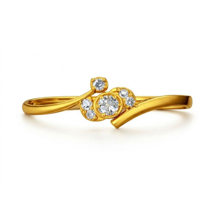 Triple Petal Diamond Gold Ring