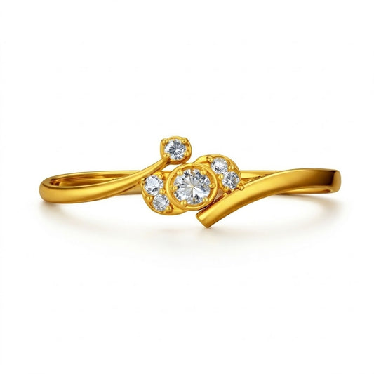 Triple Petal Diamond Gold Ring