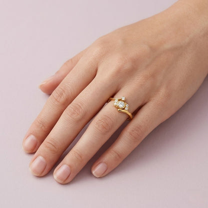 Triple Petal Diamond Gold Ring