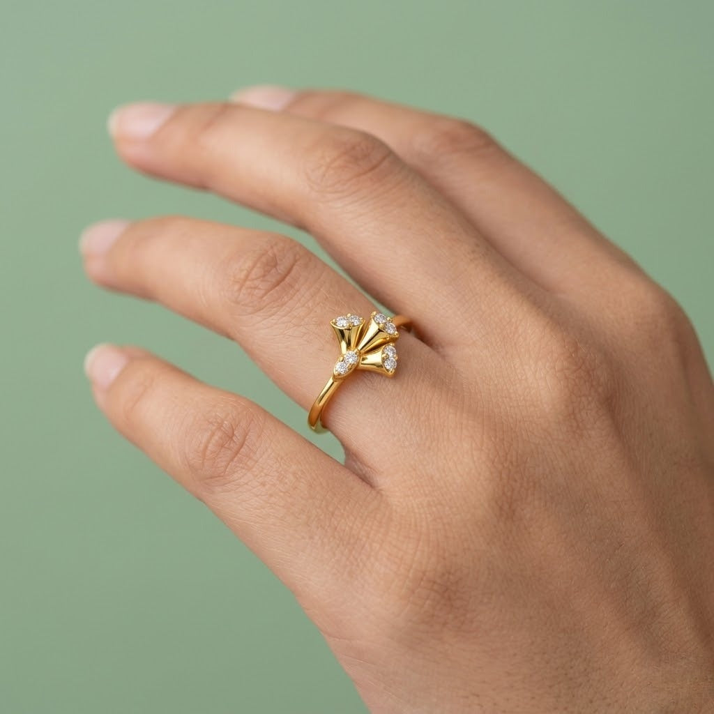 Tulip Bloom Diamond Gold Ring