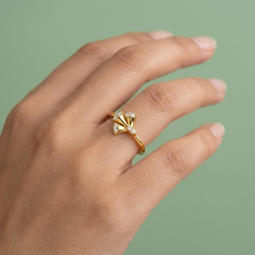 Tulip Bloom Diamond Gold Ring
