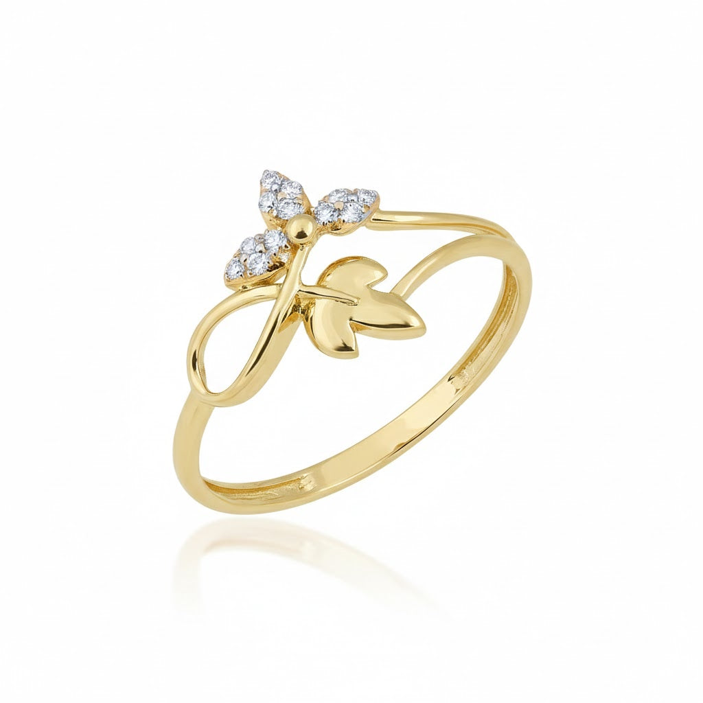 Foliage Loop Blossom Diamond Gold Ring