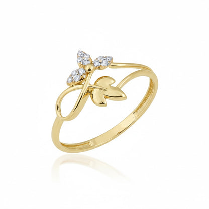 Foliage Loop Blossom Diamond Gold Ring