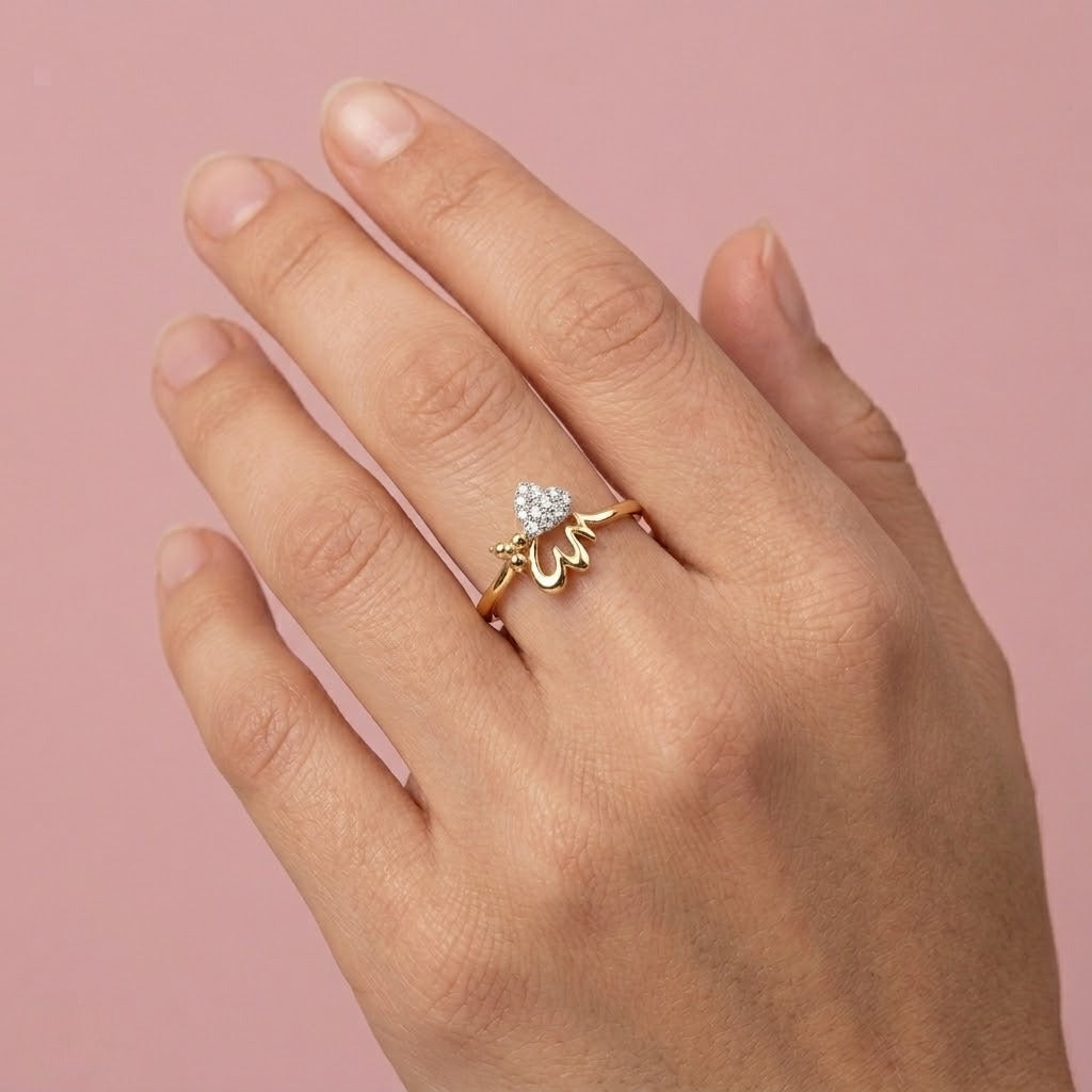 Heart Drip Bloom Diamond Gold Ring