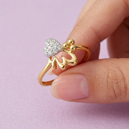 Heart Drip Bloom Diamond Gold Ring