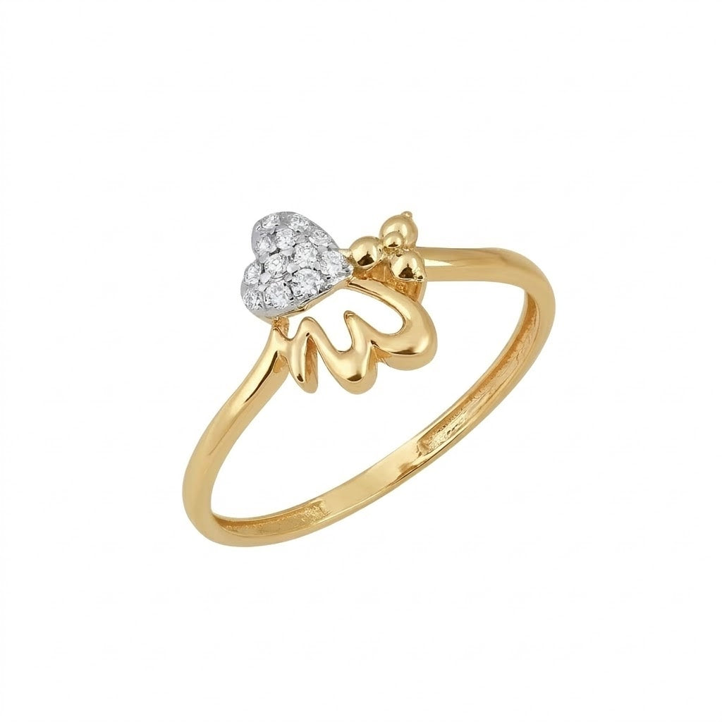 Heart Drip Bloom Diamond Gold Ring